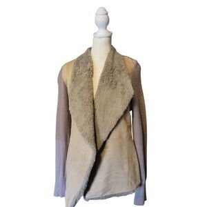 BLUE Saks Fifth Avenue Faux Fur and Faux Suede Knit Shacket Size Medium